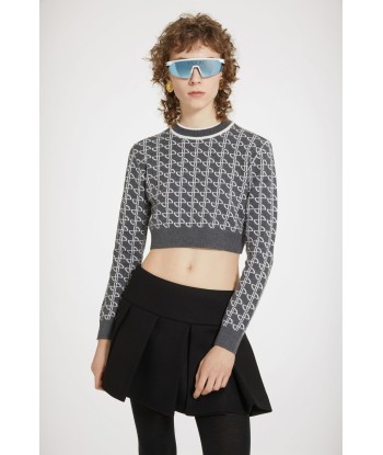 Kurzer Pullover aus nachhaltigem Wolljacquard Amélioration de cerveau avec