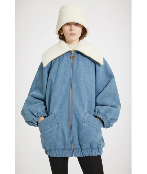 Oversize-Jacke aus Bio-Baumwolldenim und Kunst-Shearling Les magasins à Paris