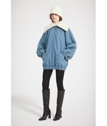 Oversize-Jacke aus Bio-Baumwolldenim und Kunst-Shearling Les magasins à Paris