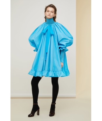 Kleid aus umweltfreundlicher Faille mit Puffärmeln und Zugband acheter en ligne