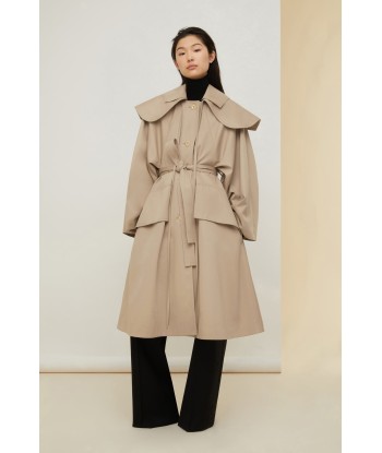 Oversize-Mantel aus Bio-Gabardine mit Gürtel und abnehmbarem Kragen pas cheres