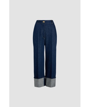 Pantalone in denim bio con risvolto prix