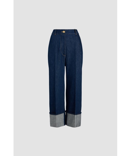 Pantalone in denim bio con risvolto prix