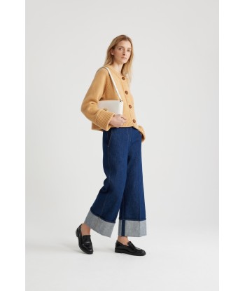 Pantalone in denim bio con risvolto prix