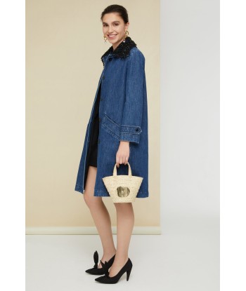 Cappotto in denim con collo in perle Paris Déstockage Promo