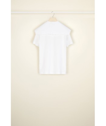 T-shirt in cotone bio con colletto ricamato pas chere