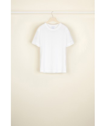 T-shirt in cotone bio con colletto ricamato pas chere