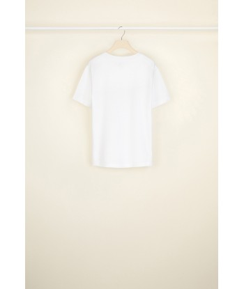 T-shirt in cotone bio con colletto ricamato pas chere