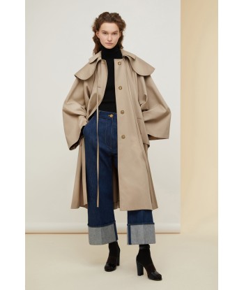 Cappotto oversize in gabardina bio con collo rimovibile Venez acheter