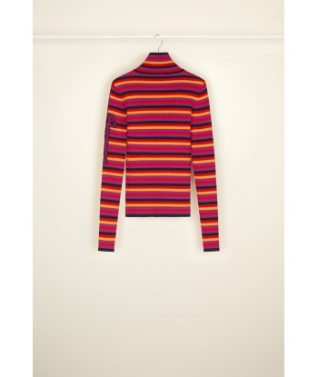 Maglione a righe con collo alto solde