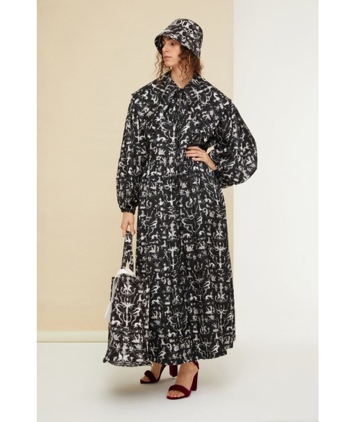 Maxi shirt dress in printed eco twill satin les muscles